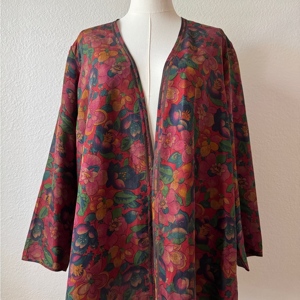 100% Silk Floral Kimono Jacket